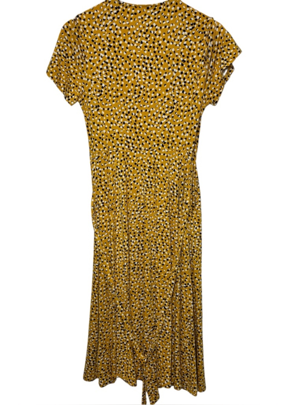 Boden Wrap Dress Cassia Jersey Knit Sz 6P Midi Yellow Polka Dot Cocktails Party - Picture 4 of 10